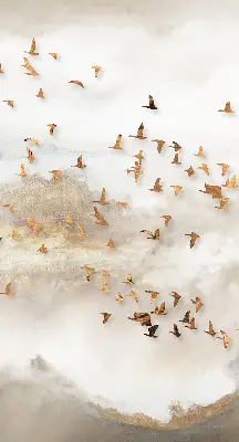 Verduisterend stoffen rolgordijn een zwerm vogels