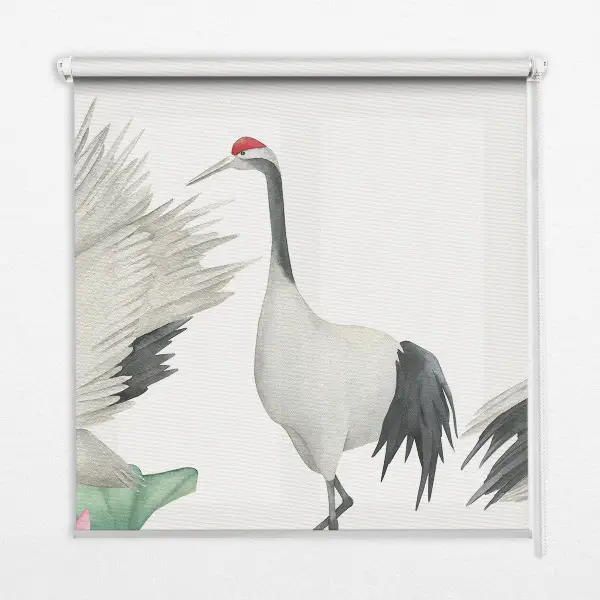 Verduisterend binnengordijn met kraanvogels tussen de lelies