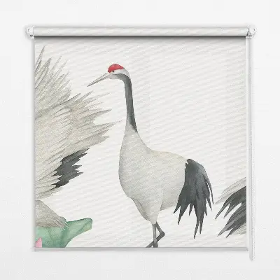 Verduisterend binnengordijn met kraanvogels tussen de lelies