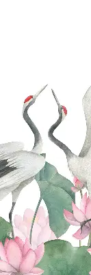 Verduisterend binnengordijn met kraanvogels tussen de lelies