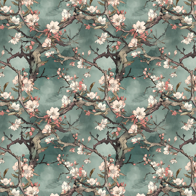 Verduisterend raamrolgordijn voor binnen met bloemenmotief aan de boom
