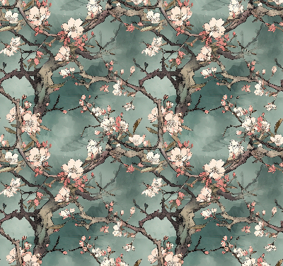 Verduisterend raamrolgordijn voor binnen met bloemenmotief aan de boom