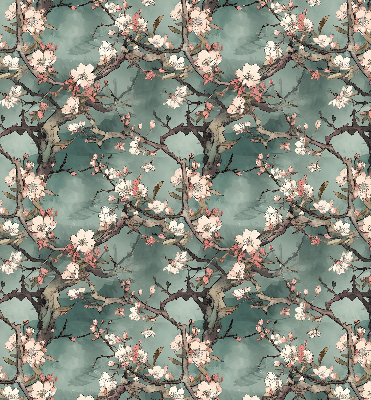 Verduisterend raamrolgordijn voor binnen met bloemenmotief aan de boom