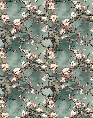 Verduisterend raamrolgordijn voor binnen met bloemenmotief aan de boom