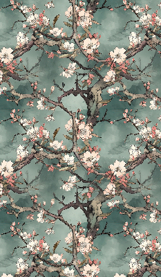 Verduisterend raamrolgordijn voor binnen met bloemenmotief aan de boom