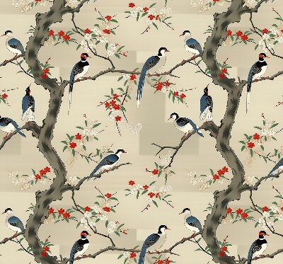 Verduisterend raamrolgordijn voor binnen met vogels in een boom
