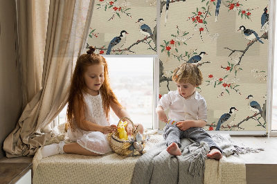 Verduisterend raamrolgordijn voor binnen met vogels in een boom