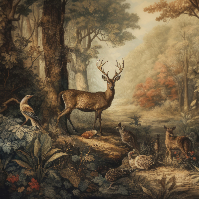 Binnenshuis verduisterend rolgordijn met print van dieren in het bos