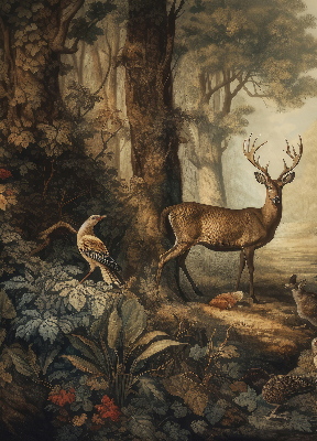 Binnenshuis verduisterend rolgordijn met print van dieren in het bos