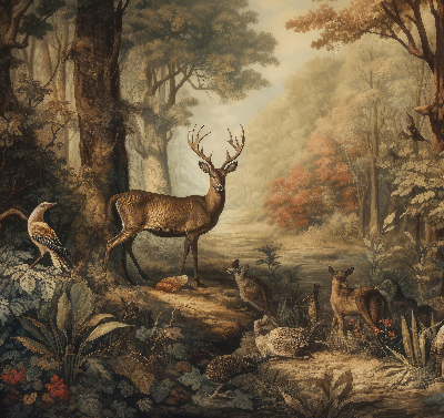Binnenshuis verduisterend rolgordijn met print van dieren in het bos