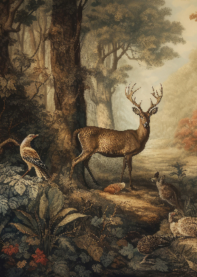 Binnenshuis verduisterend rolgordijn met print van dieren in het bos