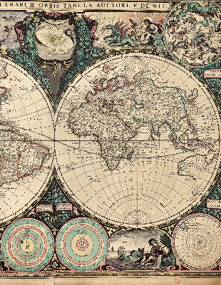 Verduisterend binnengordijn met wereldkaartprint