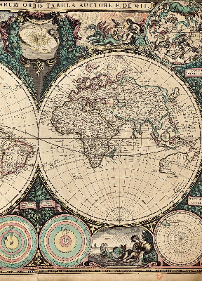 Verduisterend binnengordijn met wereldkaartprint