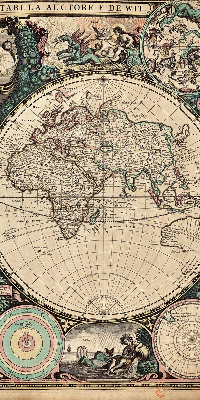 Verduisterend binnengordijn met wereldkaartprint