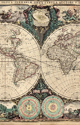 Verduisterend binnengordijn met wereldkaartprint