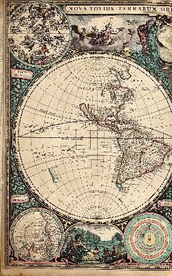 Verduisterend binnengordijn met wereldkaartprint