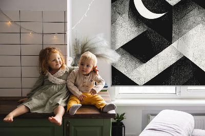 Verduisterend raamrolgordijn voor binnen met driehoeken in abstractie
