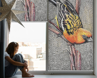 Verduisterend raamrolgordijn voor binnen met een vogel op een tak