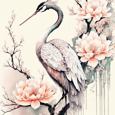Verduisterend binnengordijn met reiger in bloemenprint