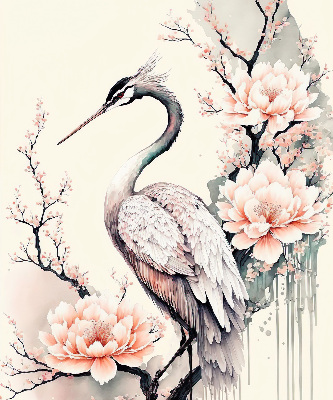 Verduisterend binnengordijn met reiger in bloemenprint