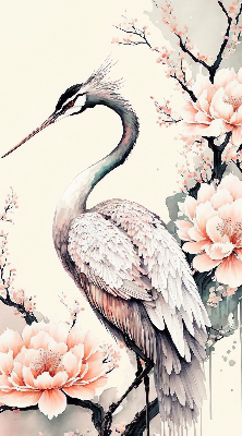 Verduisterend binnengordijn met reiger in bloemenprint