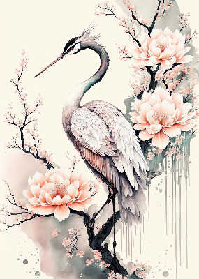 Verduisterend binnengordijn met reiger in bloemenprint