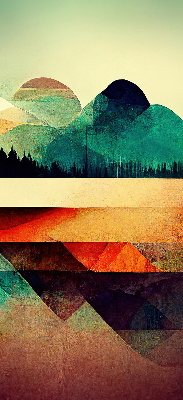 Binnenshuis verduisterend rolgordijn abstracte bergen