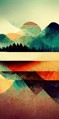 Binnenshuis verduisterend rolgordijn abstracte bergen