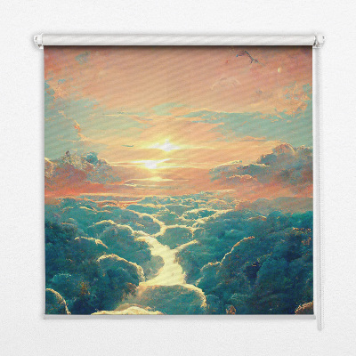Binnenshuis verduisterend rolgordijn zonsondergang