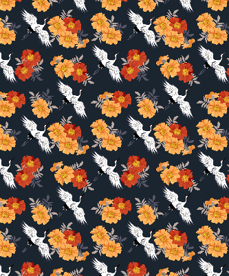 Binnenshuis verduisterend rolgordijn met bloemen en kraanvogels