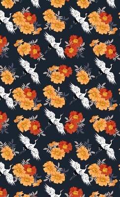 Binnenshuis verduisterend rolgordijn met bloemen en kraanvogels