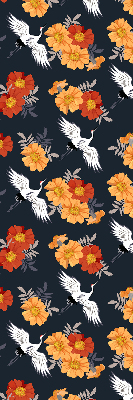Binnenshuis verduisterend rolgordijn met bloemen en kraanvogels