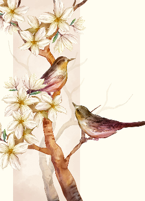 Verduisterend rolgordijn voor raam met vogels in een boom en bloemen