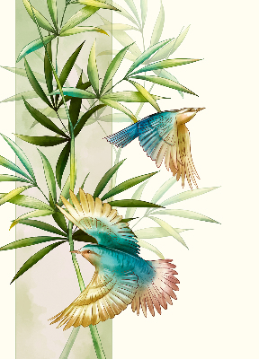 Verduisterend raamrolgordijn voor binnen met motief van vogels in de bladeren