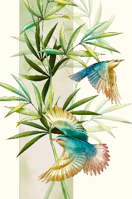 Verduisterend raamrolgordijn voor binnen met motief van vogels in de bladeren