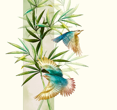 Verduisterend raamrolgordijn voor binnen met motief van vogels in de bladeren