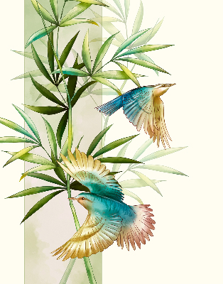 Verduisterend raamrolgordijn voor binnen met motief van vogels in de bladeren