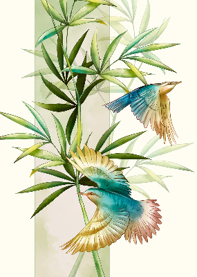 Verduisterend raamrolgordijn voor binnen met motief van vogels in de bladeren
