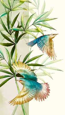 Verduisterend raamrolgordijn voor binnen met motief van vogels in de bladeren