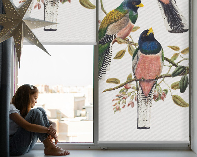 Verduisterend stoffen rolgordijn met vogels op de takken