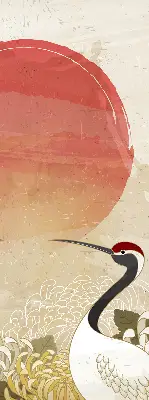 Verduisterend binnengordijn met kraanvogels bij zonsondergang