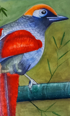 Verduisterend raamrolgordijn voor binnen met een vogel op een tak