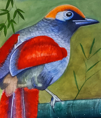 Verduisterend raamrolgordijn voor binnen met een vogel op een tak