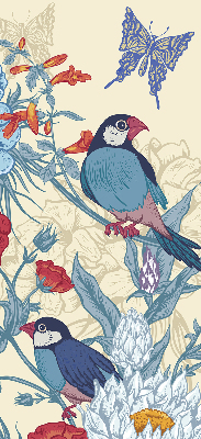 Verduisterend stoffen rolgordijn met vogels tussen de bloemen