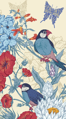 Verduisterend stoffen rolgordijn met vogels tussen de bloemen