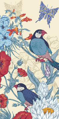 Verduisterend stoffen rolgordijn met vogels tussen de bloemen