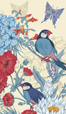 Verduisterend stoffen rolgordijn met vogels tussen de bloemen