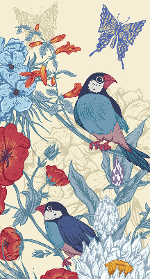 Verduisterend stoffen rolgordijn met vogels tussen de bloemen