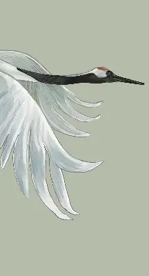Binnenshuis verduisterend rolgordijn met kraanvogel in vlucht