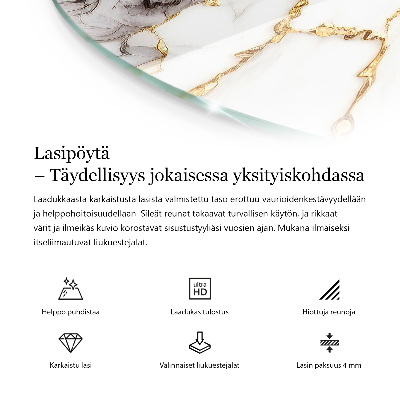 Tafelblad rond Subtiele marmeraders